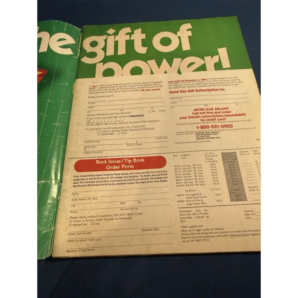 NINTENDO POWER Magazine November/December 1989 TETRIS No Poster
